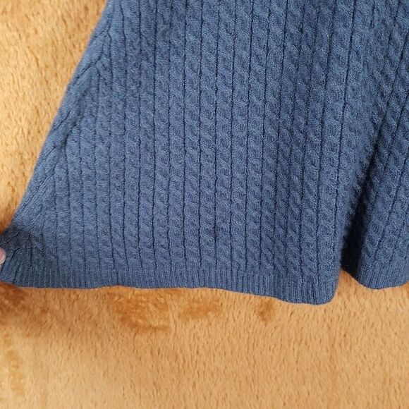 WEWOREWHAT Sweater Womens Small Teal Blue Snap Button Stretch Tight Cableknit - Picture 4 of 8